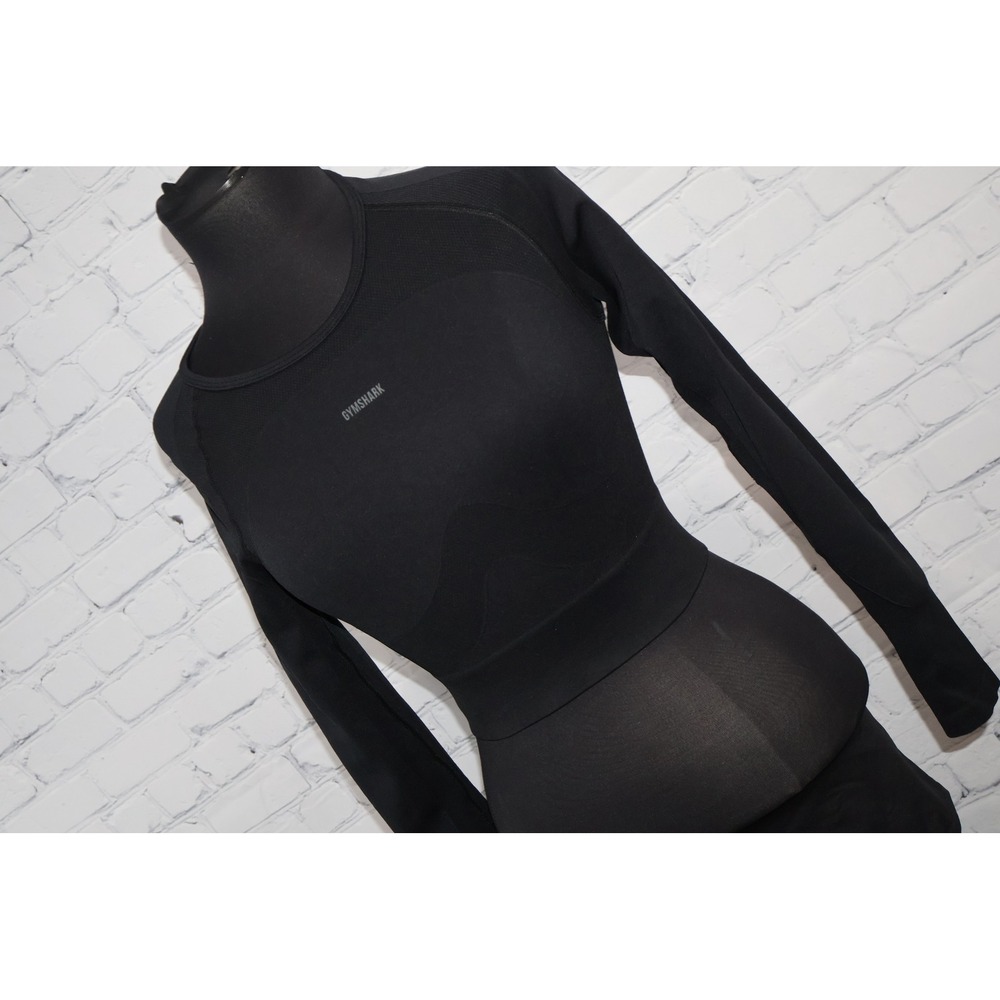 Gymshark Gym Shirt Top Women Medium Black Energy Seamless Cut Out Thumbholes